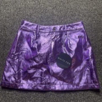 White Fox Metallic purple mini skirt